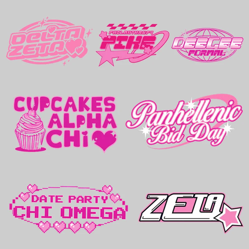 Adesivos Termocolantes Rosa com Slogan, Decalques Térmicos Femininos para DIY em Camisetas, Moletons e Roupas, Patches Laváveis Resistentes ao Calor