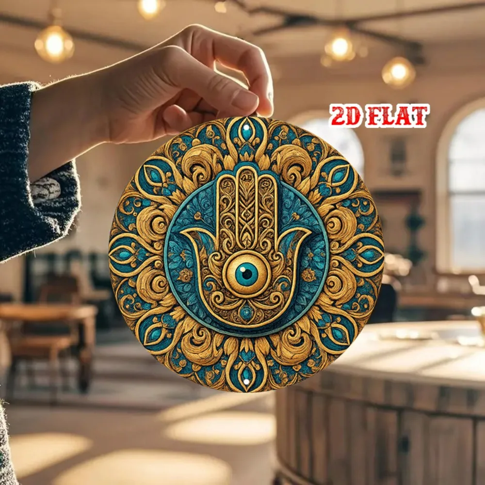 CIFBUY Vintage Aluminum Wall Art Waterproof Durable For Home Garage Cafe Indoor Outdoor Hamsa Evil Eye Decor Sign
