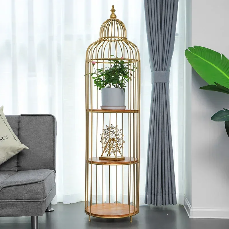 Modern Iron Art Plant Stand with Multi-layer Shelves, Decorative Bird Cage Modeling Racks for Plants, Versatile Storage Shelf