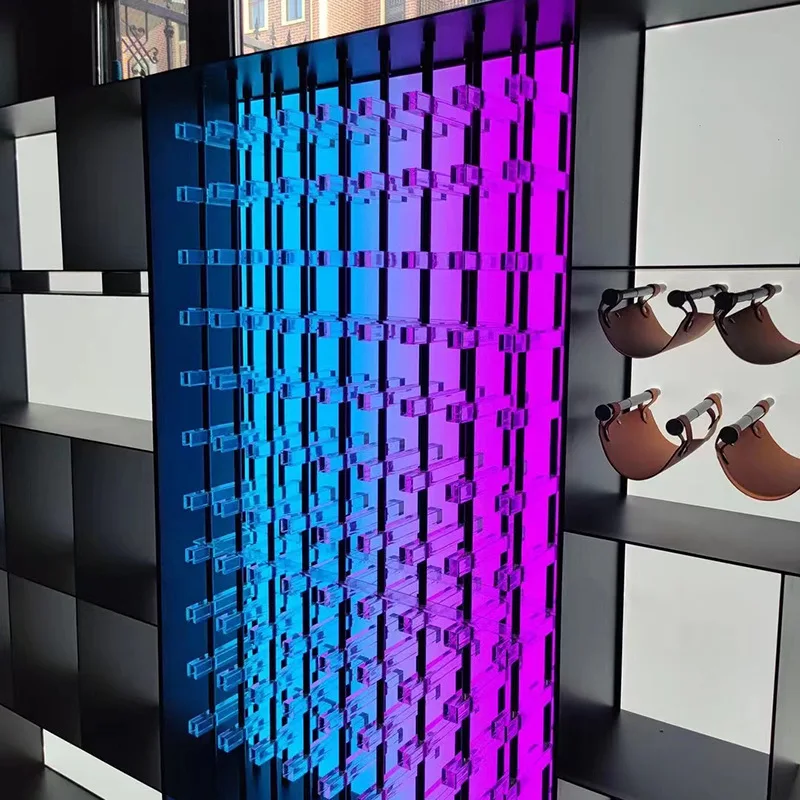 Acrylic luminous stainless steel storage with lights to produce open kitchen storage racks