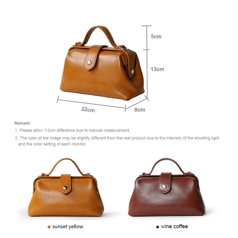 2024 New Women Bag High Quality Waterproof Genuine Leather Messenger Lady Minimalist Doctor Handbag Girls Crossbody Shoulder Bag