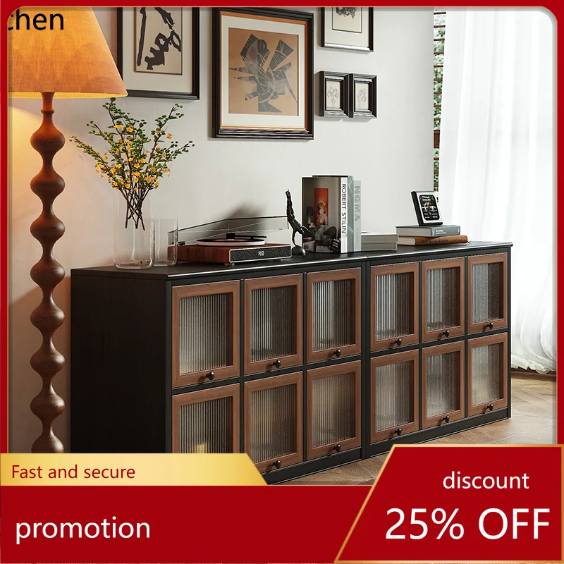 

HXL antique TV cabinet module combination display cabinet living room bone line retro floor cabinet