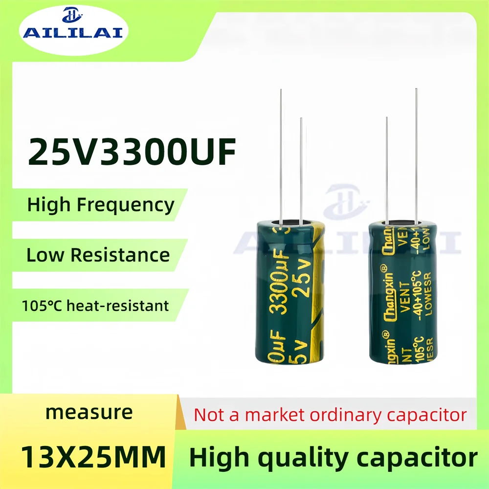 5PCS Original 25v3300uf Low ESR/Impedance High Frequency 25V 3300UF Aluminum Electrolytic Capacitor 25V3300UF Size: 13X25/16X25