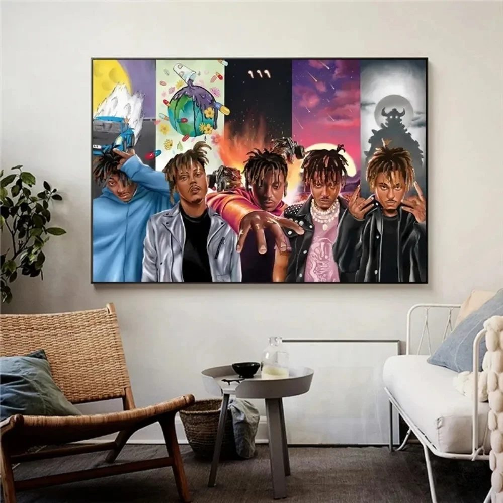 Singer Juice Wrld Hip Hop Rapper Canvas Painting Abstract Wall Art Posters Prints Artwork for Living Bedroom Pictures Decor