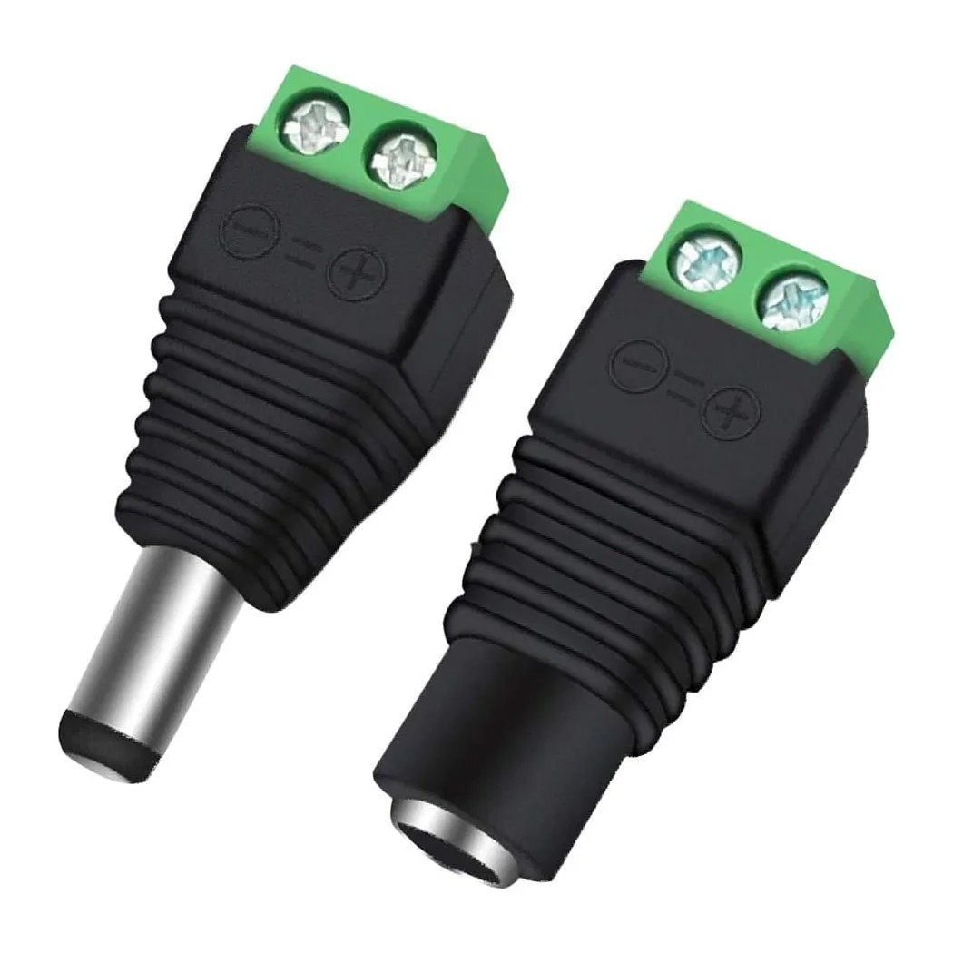 5Pairs 12V Male+Female 2.1x5.5MM DC Power Jack Plug Adapter Barrel Connector for LED Strips,CCTV Cameras,Security Systems & More