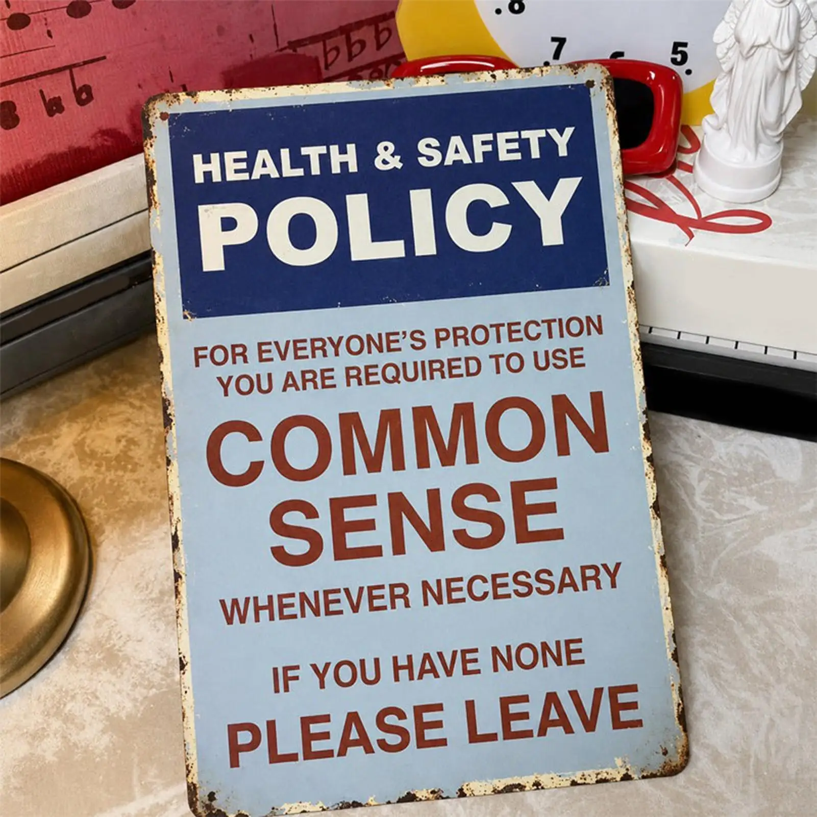 Tin Signs Vintage Health Safety Policy Sign Decor Funny Workplace Humor Decor For Home Office Workplace Studio Break Room