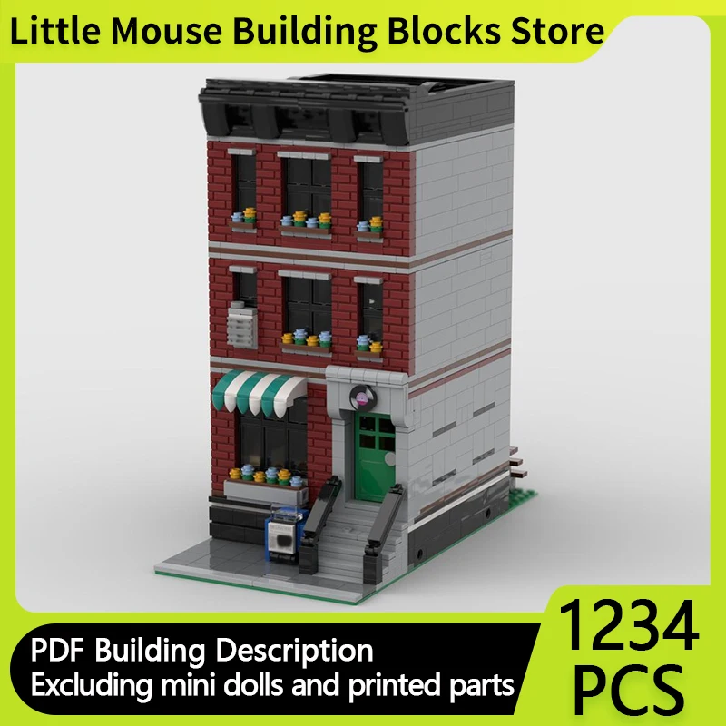 

City Street View Model MOC Building Bricks Old Town Record Store Modular Technology Gifts Holiday Assemble Children Toys Suit