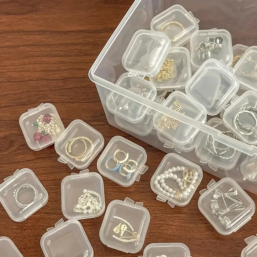 24Pcs Clear Small Plastic Storage Containers Anti Oxidation Transparent Jewelry Holder for Beads Ear Studs Necklaces Rings