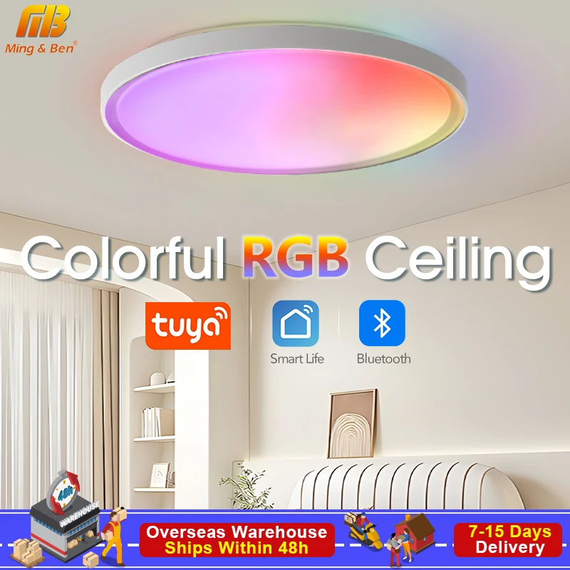 MING&BEN TUYA Smart APP Ceiling Light LED Music Light Speaker RGB Dimmer Remote Control Bluetooth Bedroom Living Room Decoration