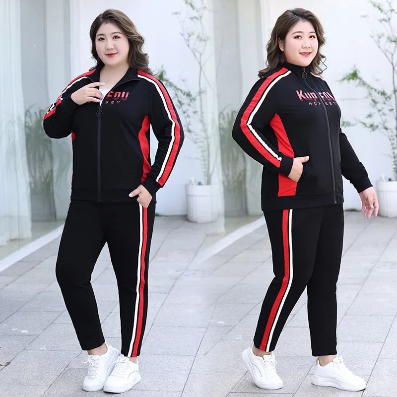 Cotton Oversize Women Sport Suit Loose Jacket Sweatshirt+pant Running Jogging Outfit Athletic Leisure Set Sportswear Tracksuit