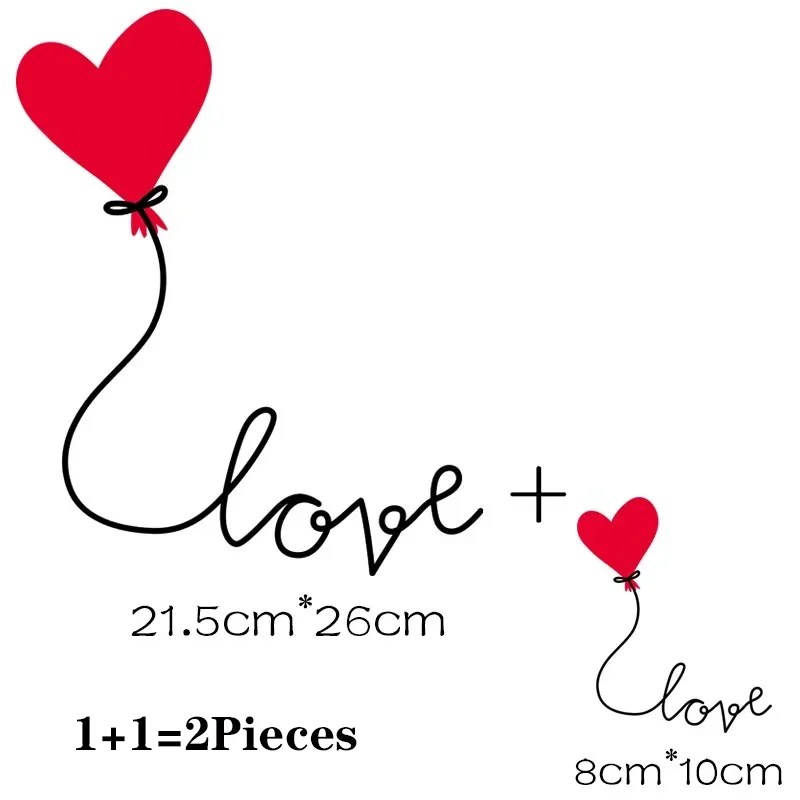 2Pcs/Lot Love Iron On Heat Thermo Adhesive Thermal Transfer Fusible Patches Clothing Women T-Shirt Stickers Ironing Application