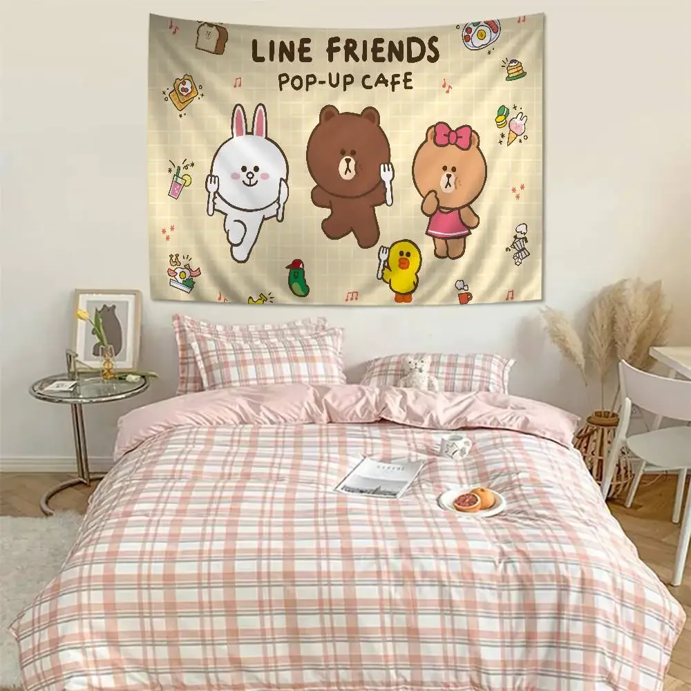L-Lines F-Friends Brown Bear Hanging Bohemian Tapestry Cheap Hippie Wall Bohemian Tapestries Mandala Wall Hanging Home Decor