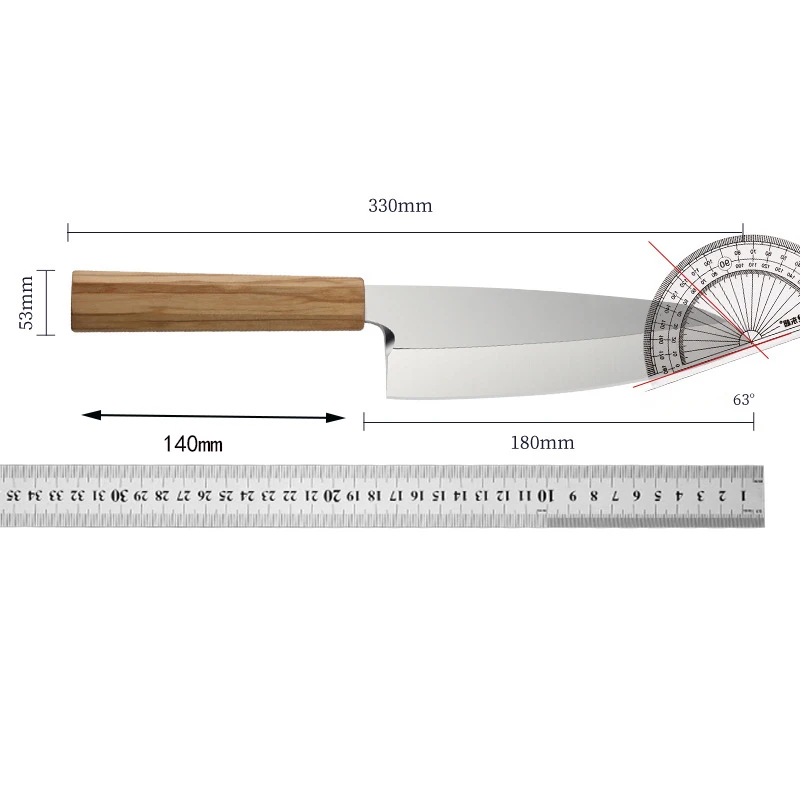 7 Inch Deba Knife Single-edged Blade 8Cr18MoV Steel Sharp Chef Cleaver Sashimi Slicing Sushi Fish BBQ Japanese Kitchen Knives