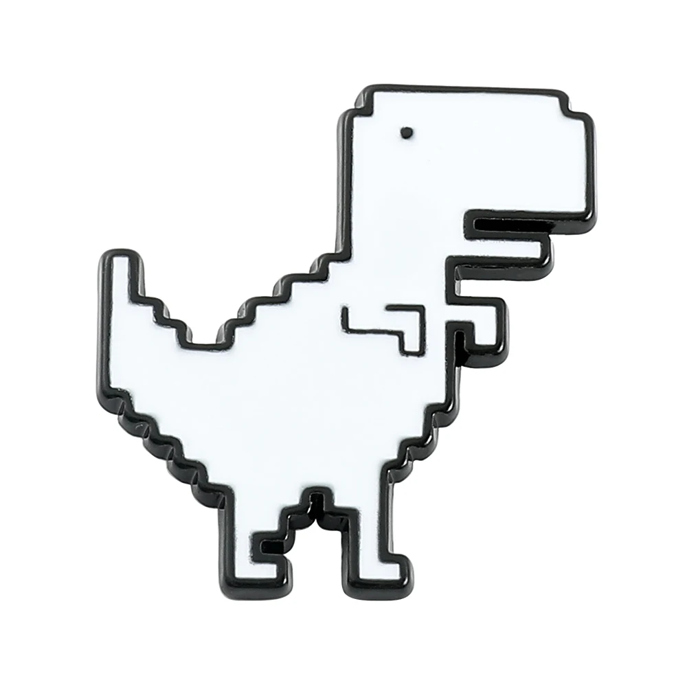 Creative Fashion Animal Dinosaur Enamel Brooch Pixel Geometric White T-Rex Alloy Pins Badge Fashion Jewelry Gift