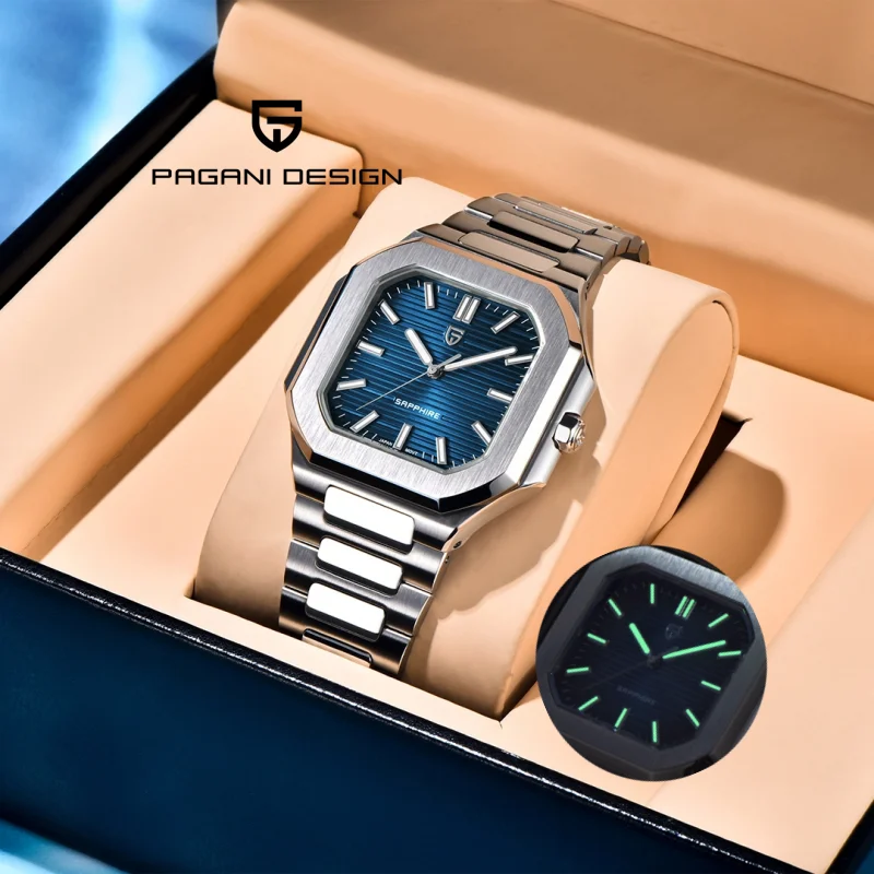 ساعة باجاني ديزاين PD-YS019 كوارتز رجالية جديدة 37 ملم، ياقوت صناعي، يابانية TMI VH31