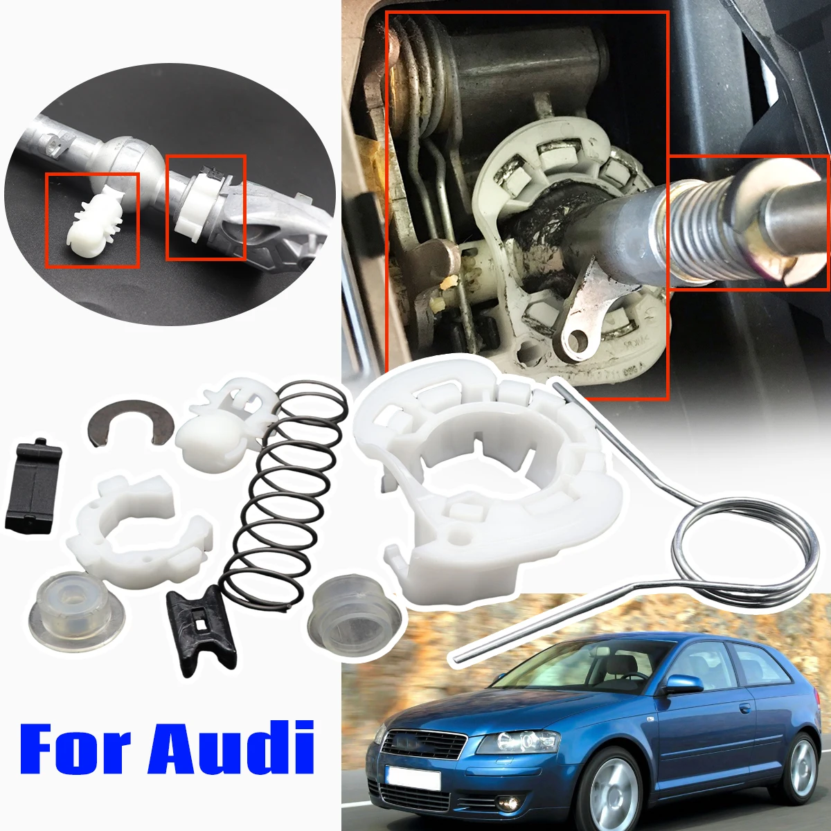 

10pc Gear Shifter Selector Lever Shaft Spring Bushing for Audi A3 8P 2003-2013 Issue Fix Gearstick Rebuild Repair Kit Manual Kit