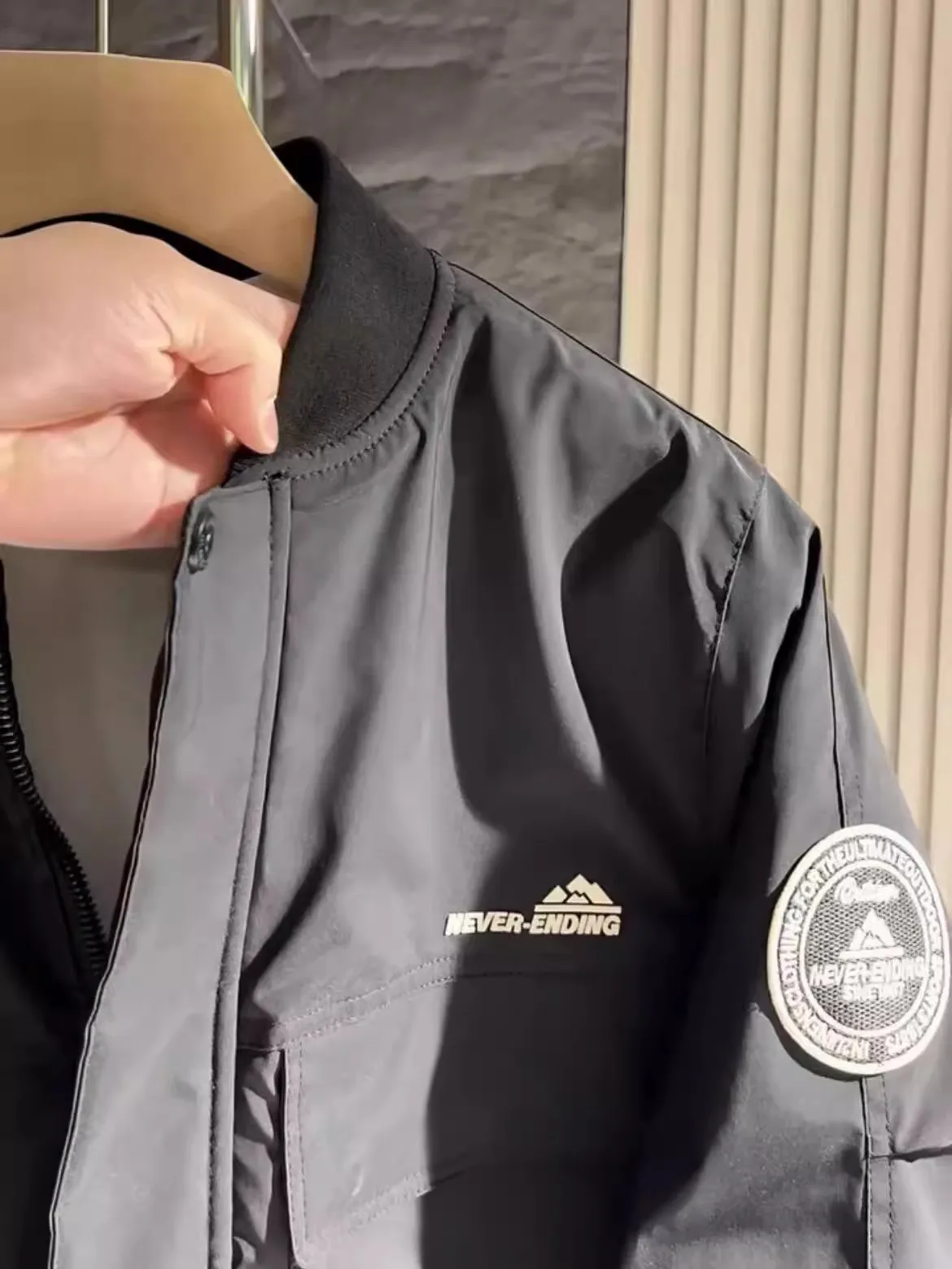 

Spring Autumn New Faionable Baseball Collar Workwear Jaet Men's Trendy Haome Simple Versatile Outerwear Top