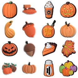 Dijes de zapatos de calabaza de Halloween para Crocs, sandalias, zuecos, alfileres, insignias para hombres, niños, decoraciones para Jeans, hebilla, accesorios para zapatos