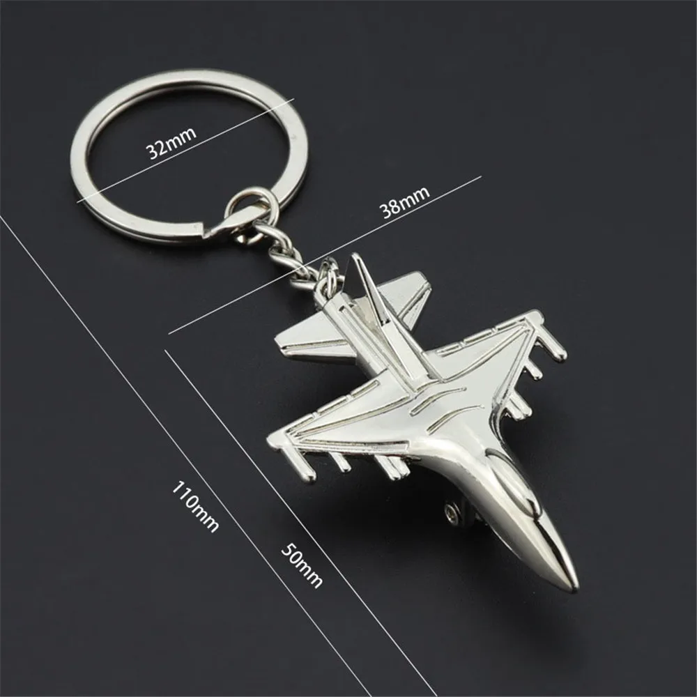 Creative Airplane Model Keychain Fashion Men Metal Air Plane Key Ring Bag Pendant Car Key Chain Simulate Fighter Jewelry Gift