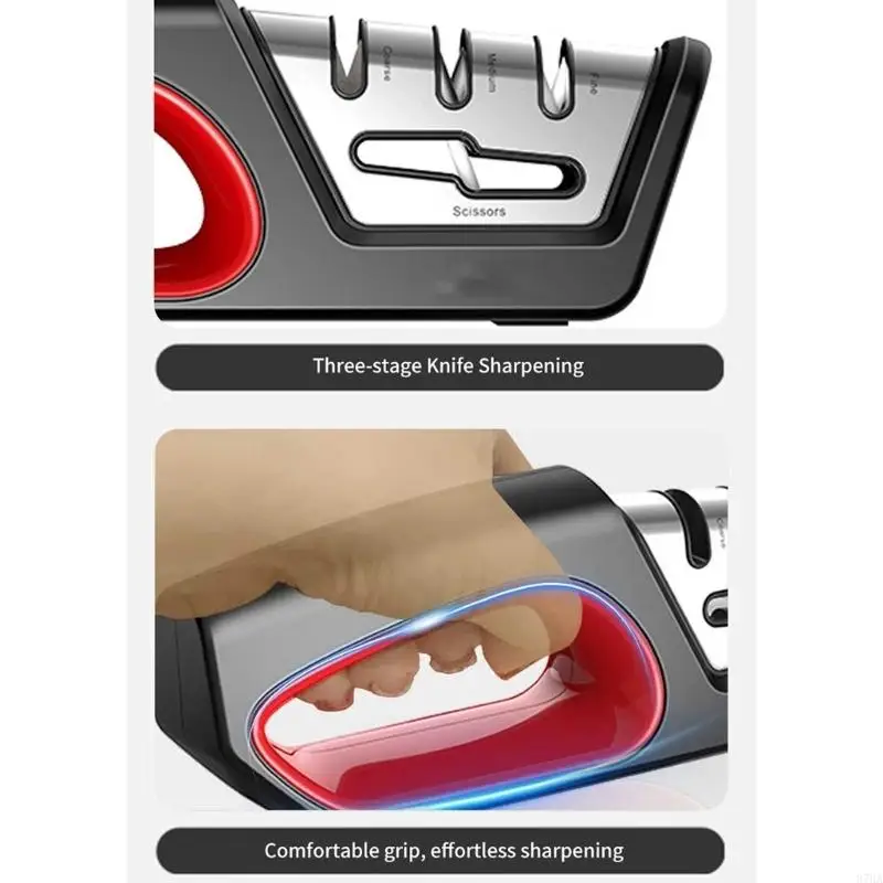 Professional 4 In 1 Manual Blade And Scissor Sharpener With 3 Stage Grinding System For Precise Sharpening Result 87HA