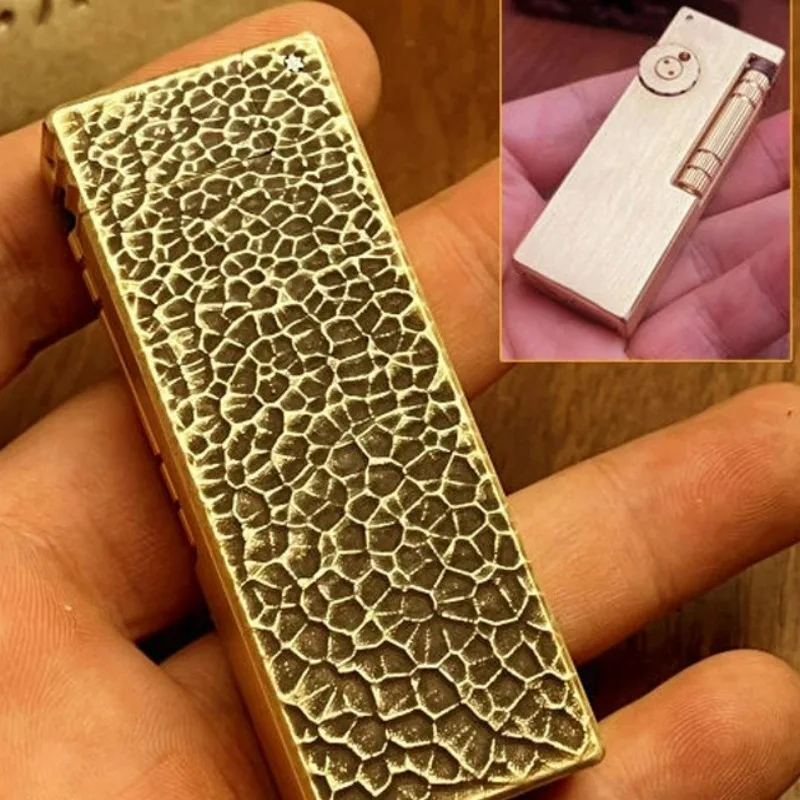 CT41 Side Pulley Double-hole Brass Trench Kerosine Lighter Vintage Armor Carving Classic Personalized Gift Smoking Accessories