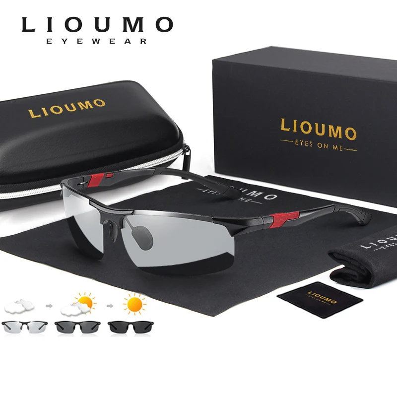 

LIOUMO 2023 Photochromic Polarized Sunglasses Men Women Driving Glasses Aluminum Magnesium Frame Goggles Anti-Glare gafas de sol