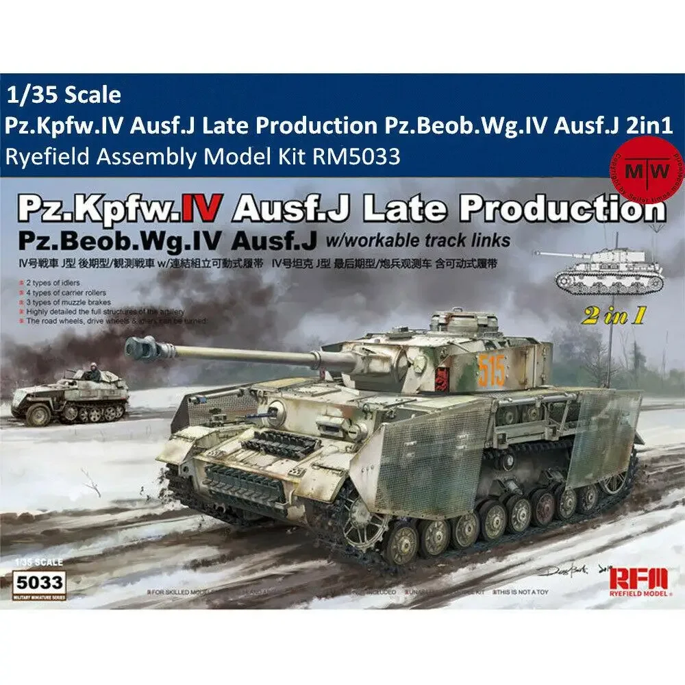 Rye Field RM5033 1/35 Pz.Kpfw.IV Ausf.J Late Prod Pz.Beob.Wg.IV Ausf.J Vehicle Tank Toy Plastic Assembly Building Model Kit