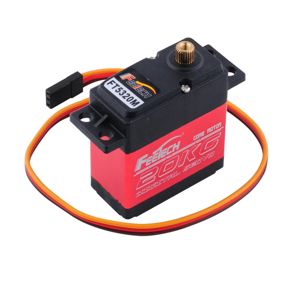 Ft5320m 20kg servo digital de alta velocidade metal engrenagem 180 graus rc motor servo com braço 25t peças diy para 1/8 1/10 rc carros robô