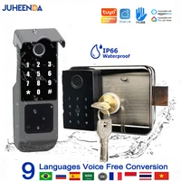 Cerradura de puerta inteligente Tuya Wifi, resistente al agua, Sensor de huellas dactilares, código Digital, tarjeta IC, cerradura electrónica, compatible con TTLock/Alexa