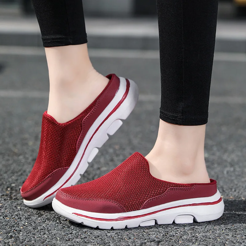 

Large-sized Anti-slip Women's Shoes Trend Half-drag Casual Shoes Lightweight Sneaker Versatile Soft-soled Breathable Cloth Shoes