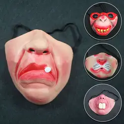 Men Women Funny Half Face Mask Big Teeth Smile Latex Masks Halloween Costume DIY Face Mask Latex Mask Halloween Costume Smiling