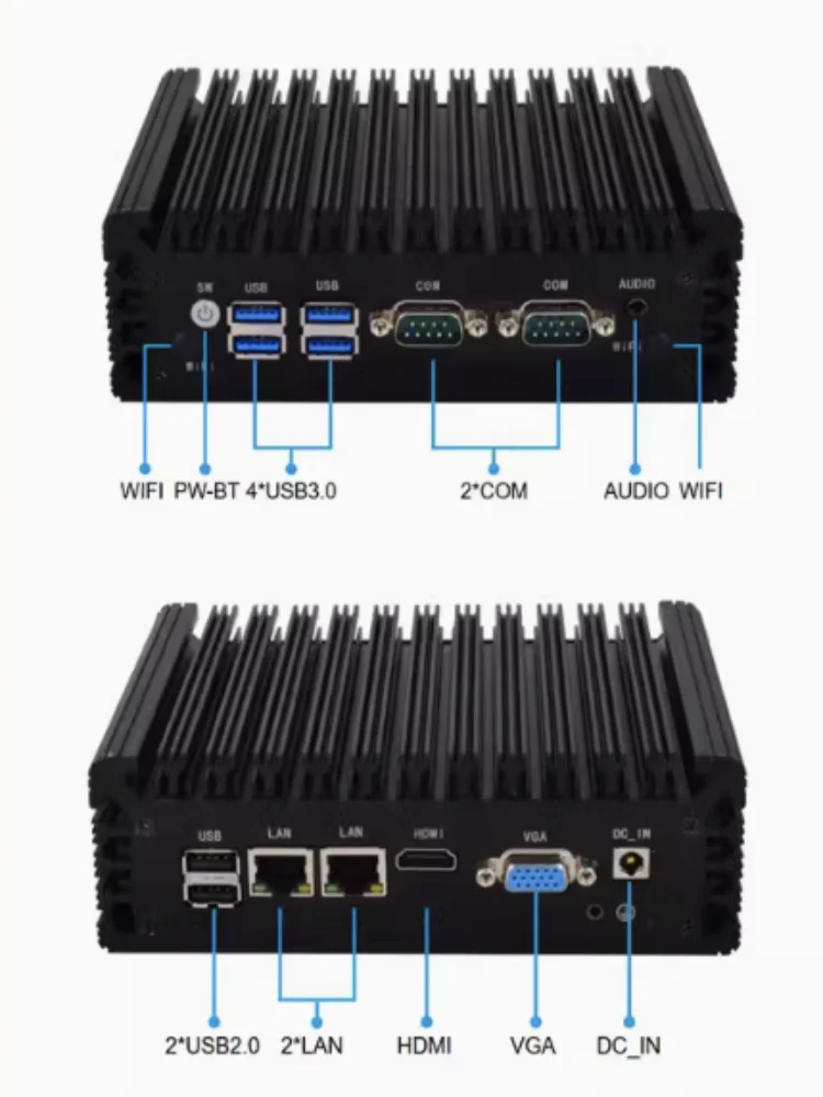 Mini industrial computer embedded fanless micro industrial computer 6/7th generation i3i5i7 host dual network dual serial port