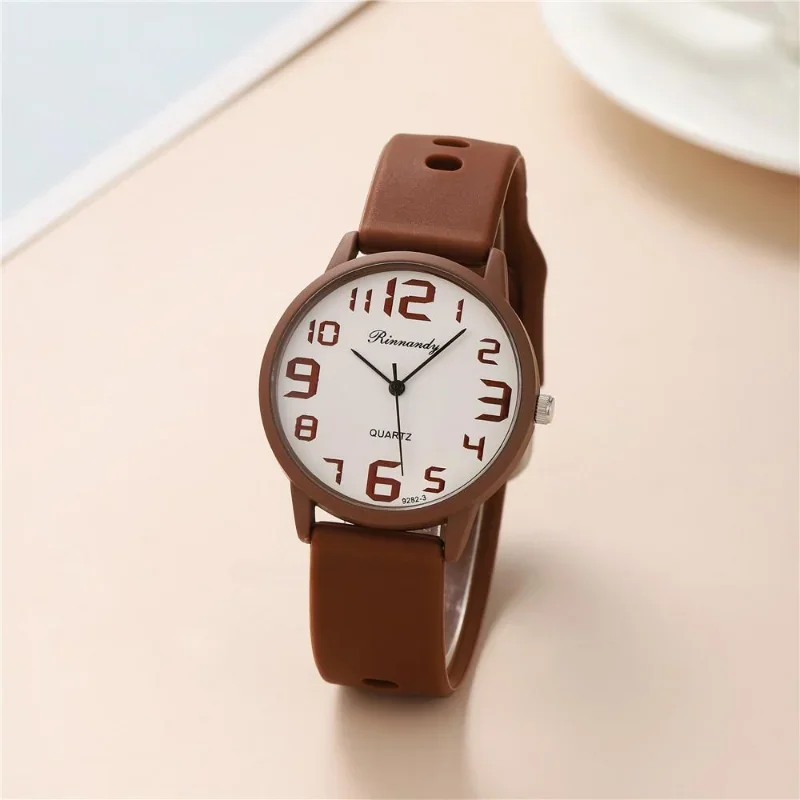 Women Fashion Silicone Watches Set Minimalist High Number Qualities Big Dial Ladies Quartz Wristwatches Casual Watch Clock Gifts