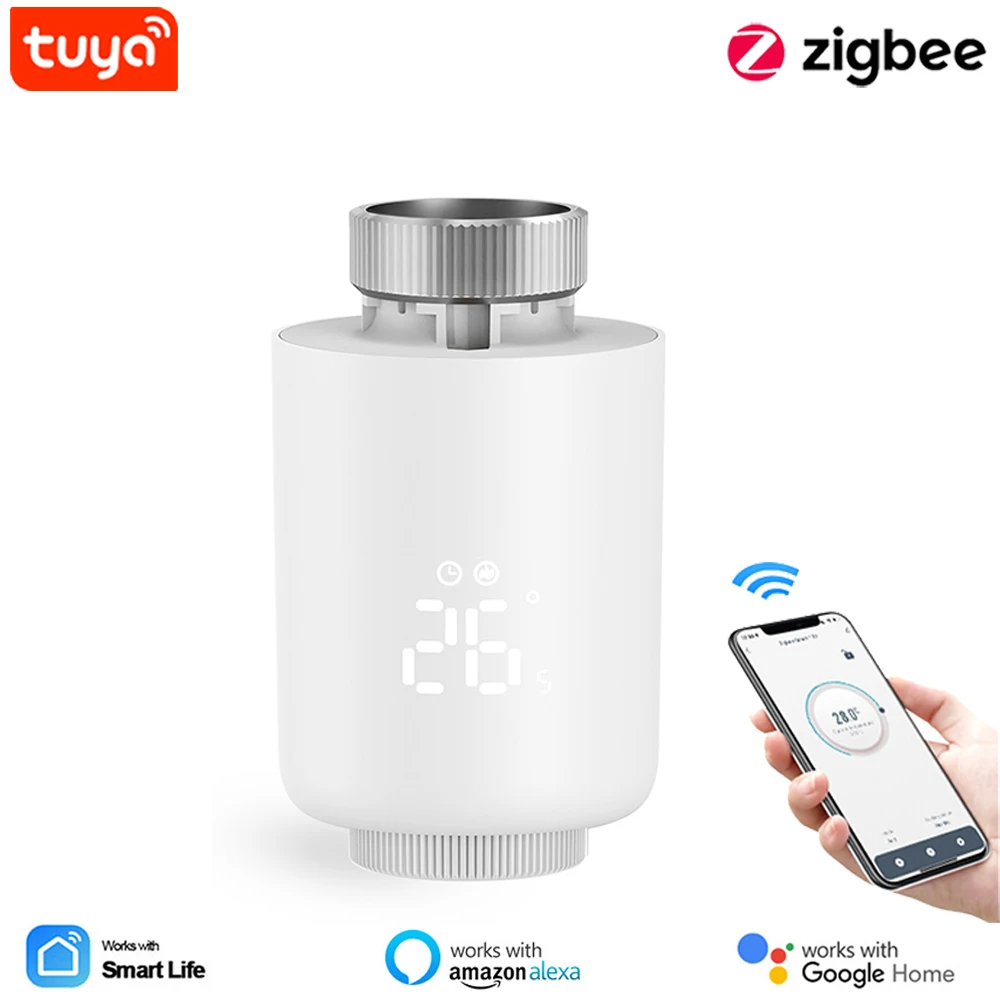 Tuya ZigBee3.0 New Radiator Actuator Valve Smart Programmable Thermostat Temperature Heater TRV Alexa Voice Control