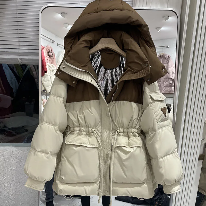 ファッション女性用パーカーカジュアル厚手暖かいフード付きダウンジャケット2025冬新作女性用ホワイトダックダウン女性用ダウンジャケットH740