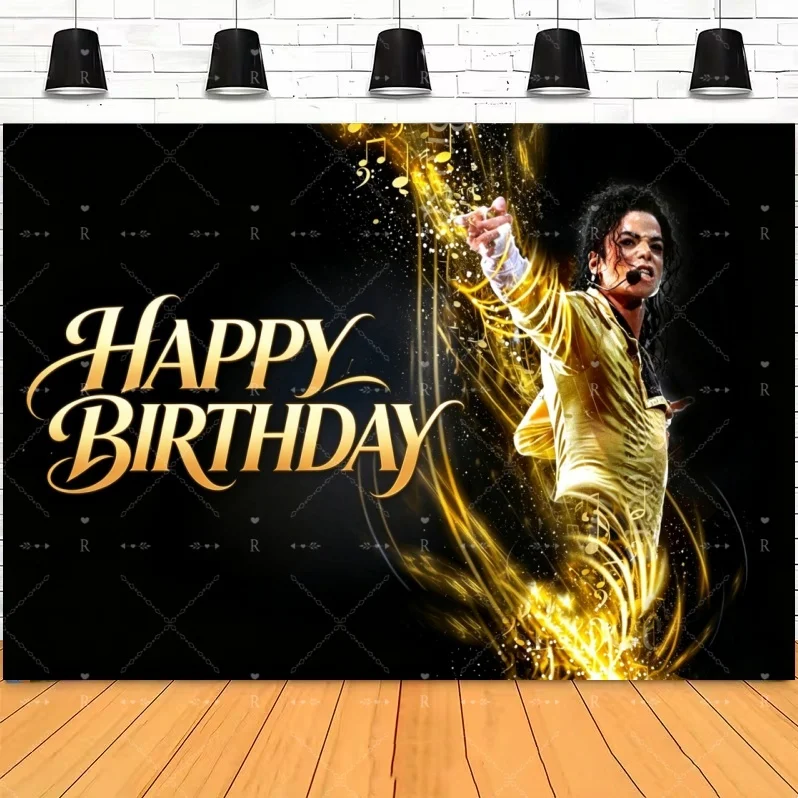 Star Michael Jacksons Geburtstagsparty-Dekorationsset: Hintergrund, Tortenaufsatz, Luftballons, Fotografie-Requisiten und Poster – Detail 8