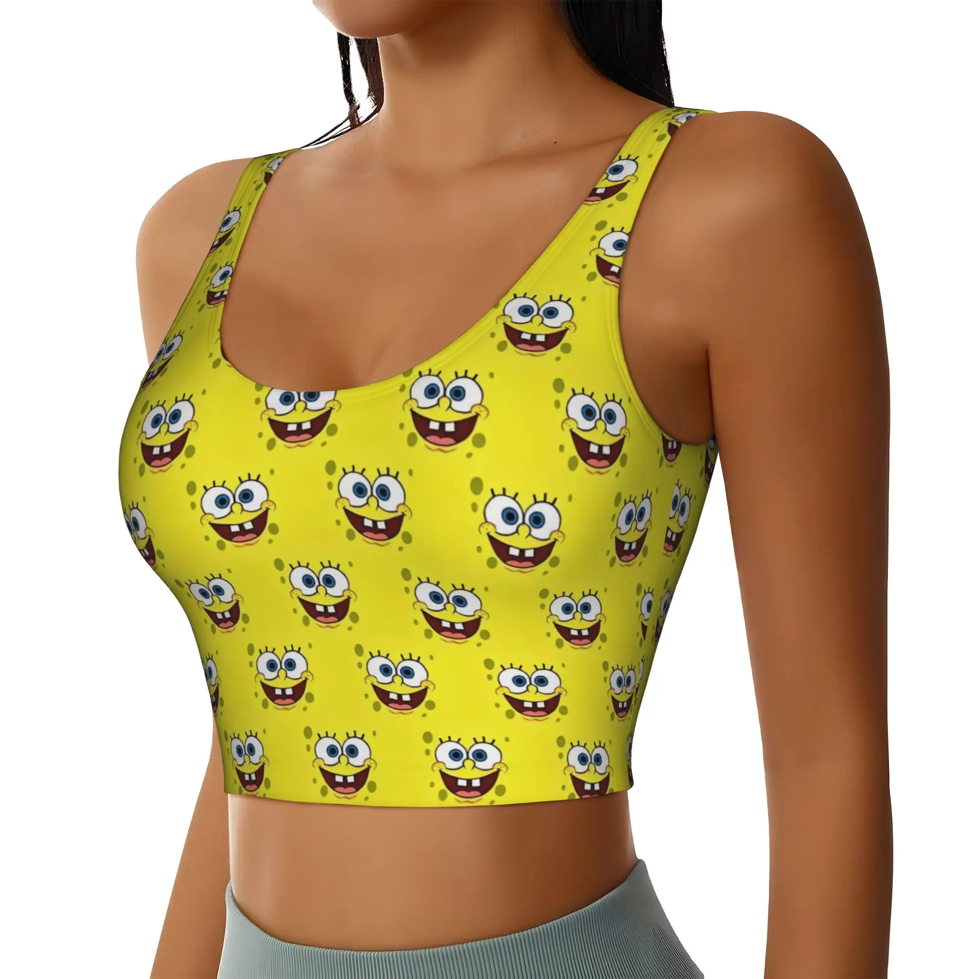 Custom High Impact S-Sponged Anime Bobed Sports Bra Women's Cartoon Gym Workout Yoga Crop Top
