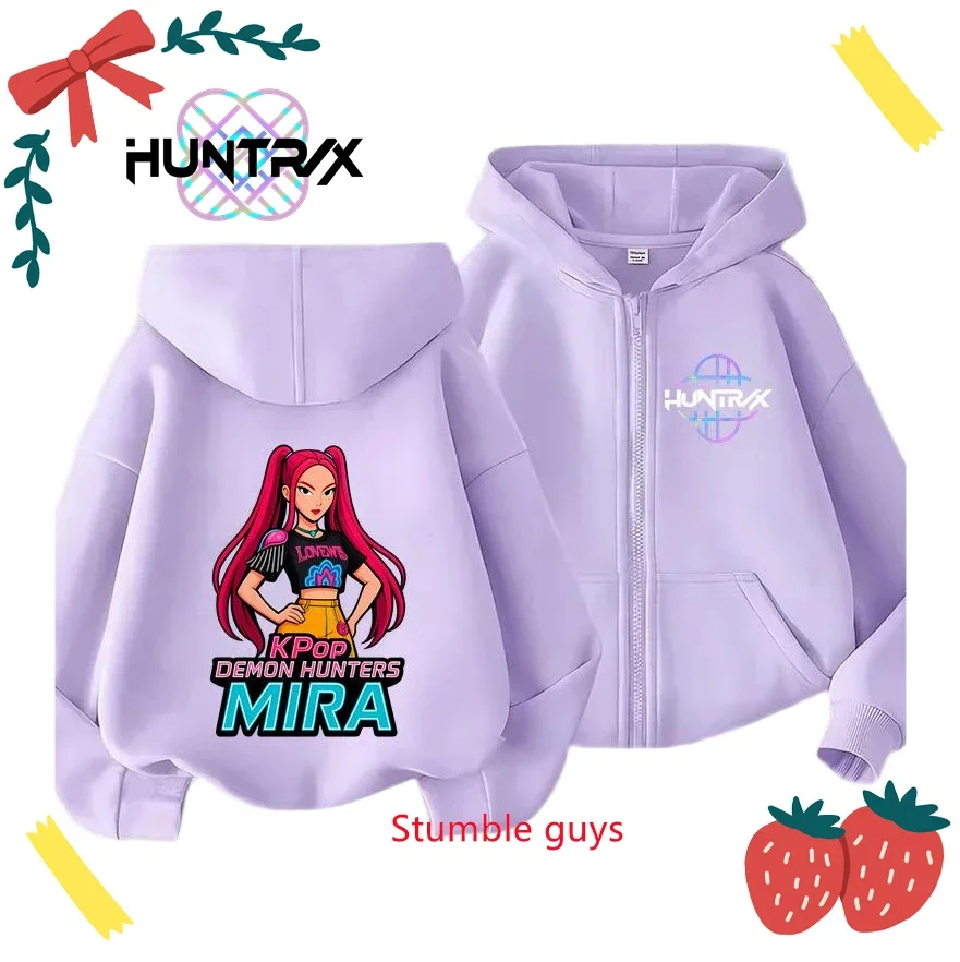 

Kids Kpop Demon Hunters Zipper Hoodie Spring Autumn Soft Breathable Boys Girls Clothes Outdoor Play Sweatshirt