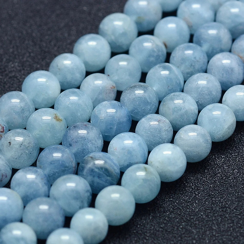 Natural Aquamarines Stone Beads 6/8/10mm AB+ Round Gemstone Loose Spacer Beads DIY Jewelry Making Bracelet Earring Accessroies