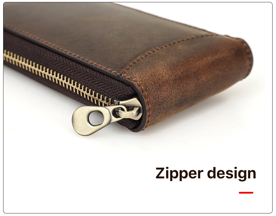 CONTACT'S FAMILY Vintage-Uhrentasche aus echtem Leder, handgefertigt, tragbarer Reise-Organizer aus Leder mit Kartensteckplatz und Reißverschluss – Detail 11