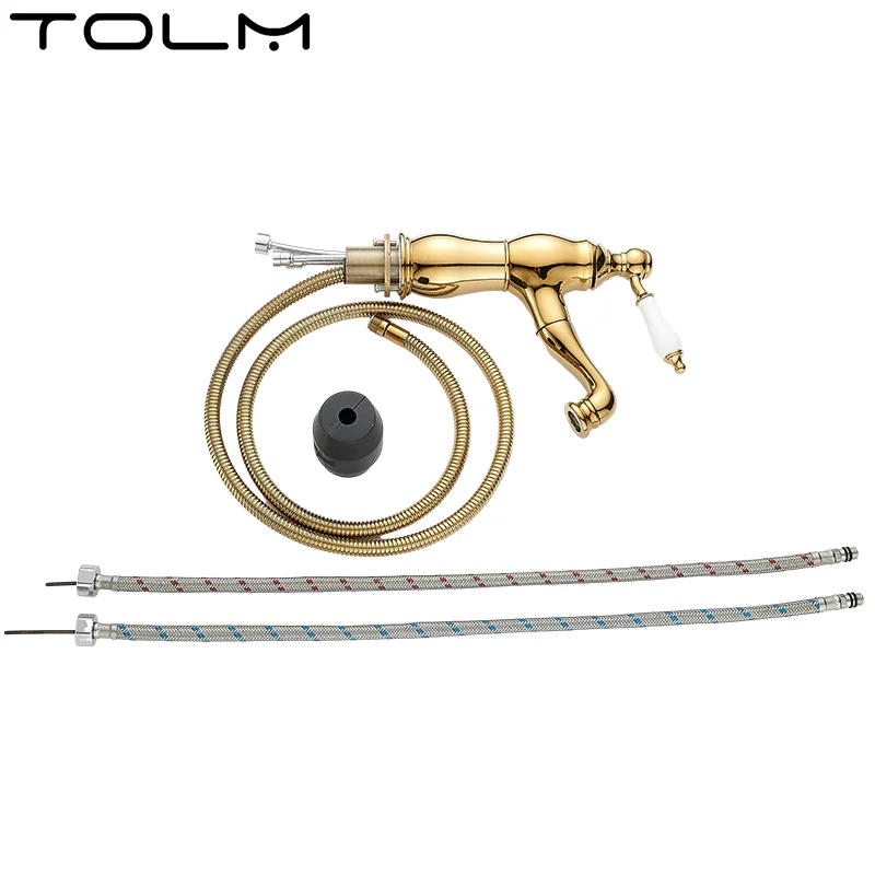 Retro European Bathroom Basin Faucets Gold Mixer Tap Ceramic Decoration Plating Chrome Single Handle Hot And Cold Deck Mounted