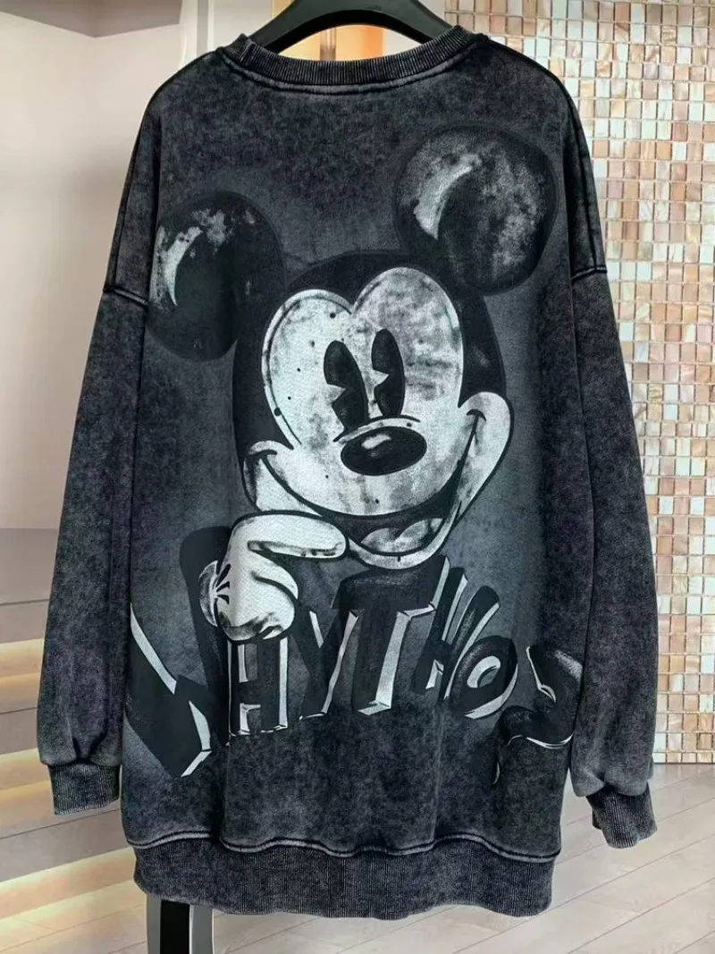 سترة جديدة لخريف وشتاء 2025 بغطاء للرأس من الصوف سترة ثقيلة مغسولة سترة شبابية عصرية برسوم كارتونية فضفاضة برقبة مستديرة