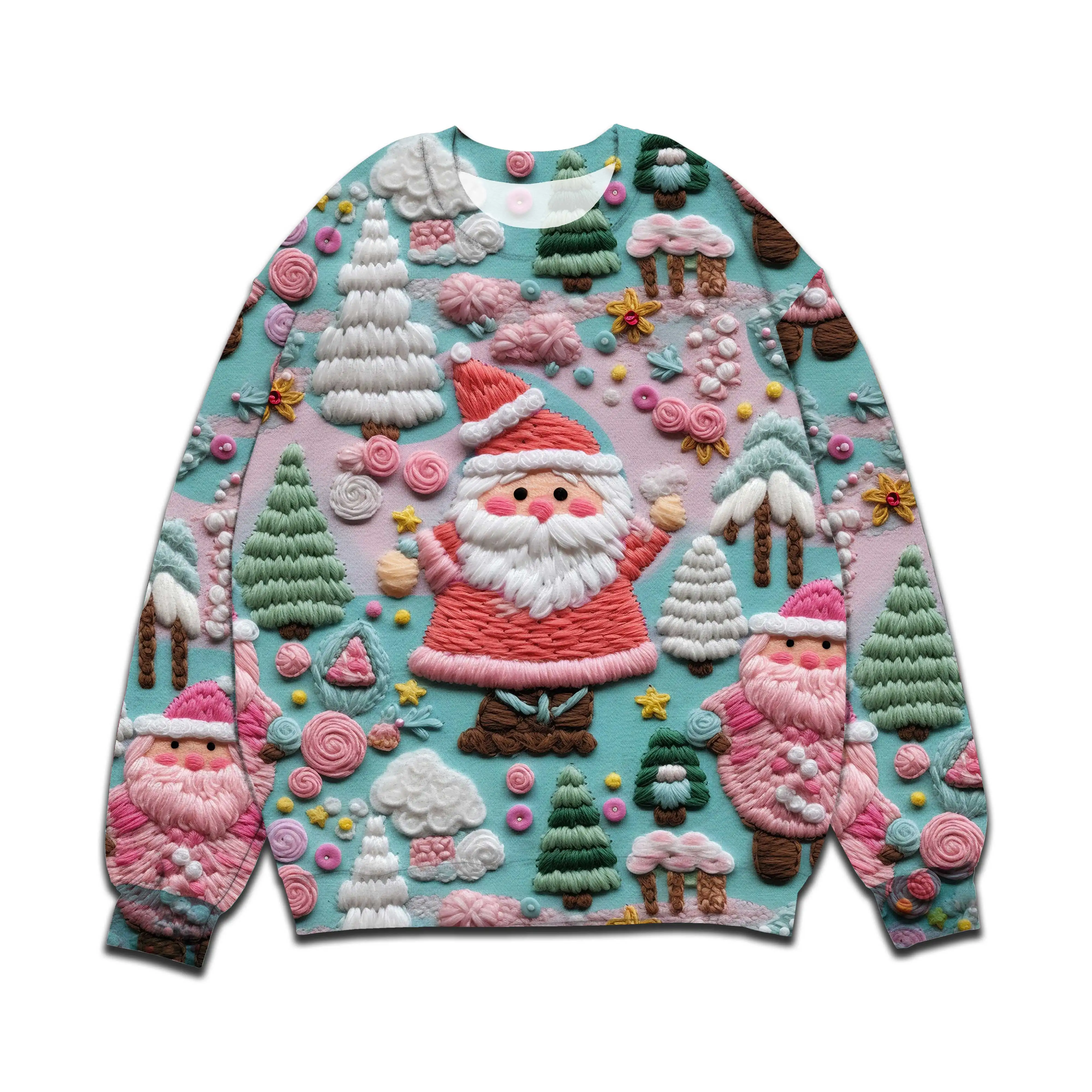 Santa Claus Print Top Women\'s Fleece Hoodies Merry Christmas Clothes Woman Festival Gifts Autumn Winter Lady Warm Hoodie Tops