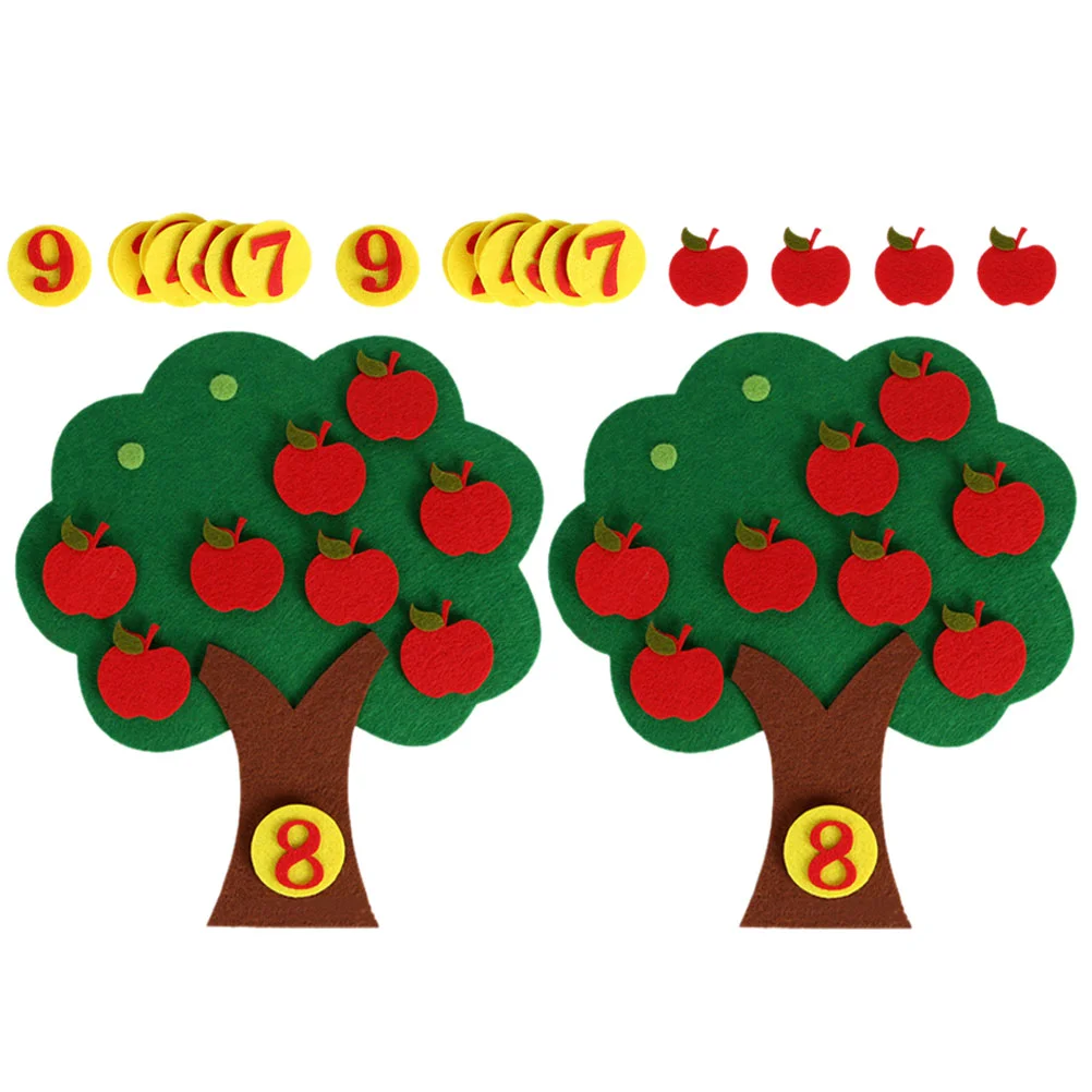 2 Sets Apple Tree Numbers Matching Toy Children's Toys Kids Board Preschool Supplies Non-woven Game Counting