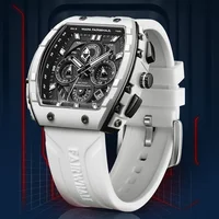 Mark Fairwhale 5670 Reloj de cuarzo deportivo de silicona resistente al agua con cronógrafo multifunción Tonneau de cuarzo de diseño superior para hombre