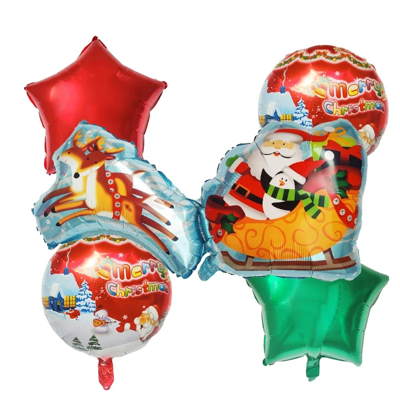 5 uds Globos de Feliz Navidad decoración lindo muñeco de nieve Santa globo de árbol de Navidad para Año Nuevo 2024 adornos para el hogar Globos regalos de Navidad