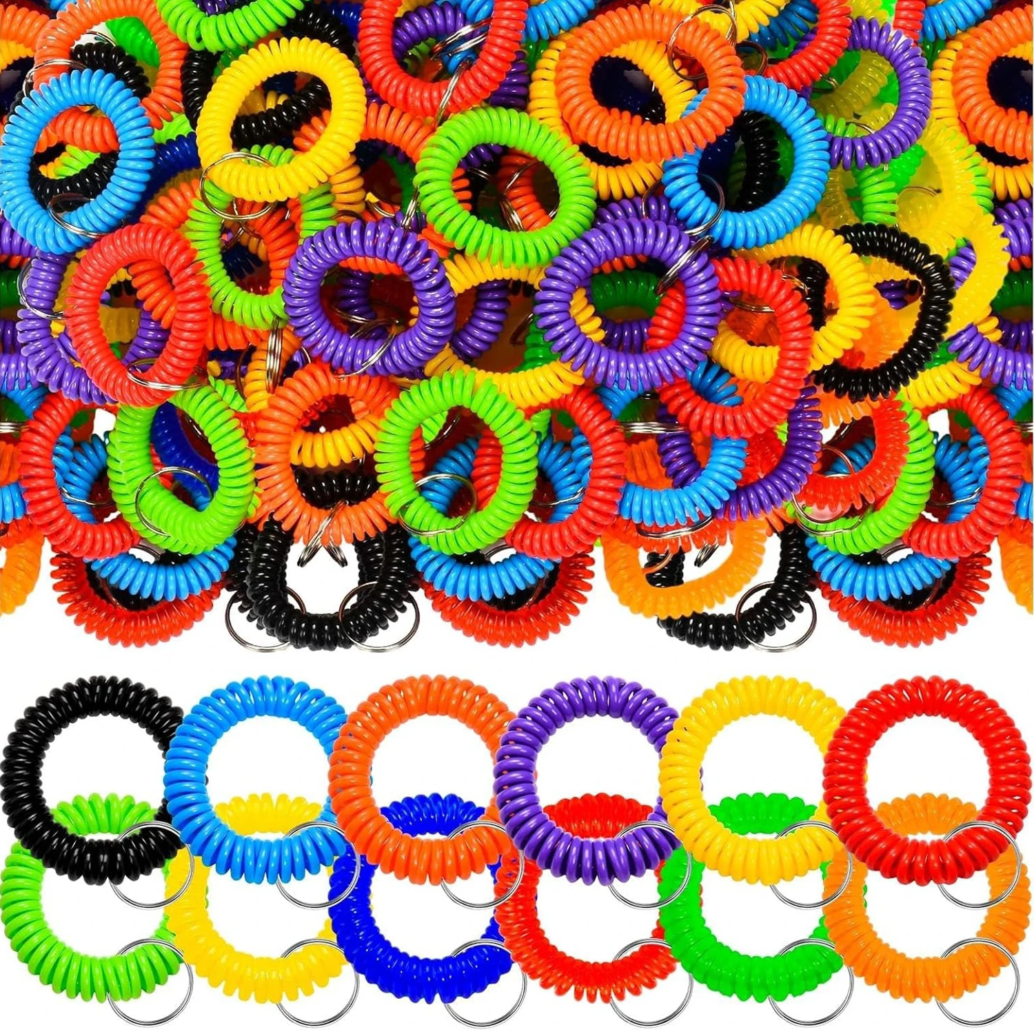 10-120PCS Wristlet Keychains Stretchable Plastic Key Chains Wrist Bracele Band Key Ring Chain Holder for Office,Outdoor Sport