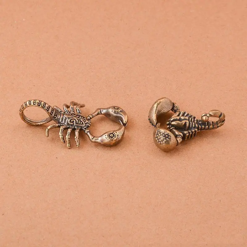 Hand Carved Brass Scorpion Pendant Retro Vintage Finish Decor for DIY Jewelry Making Art Craft Hobby Projects