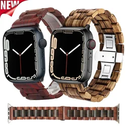 Wooden Watchband For Apple Watch 11 10 9 8 7 6 5 SE For iWatch 38mm 40 44mm 42 41mm 46 45mm Retro Bamboo Handmade Wood Bracelet