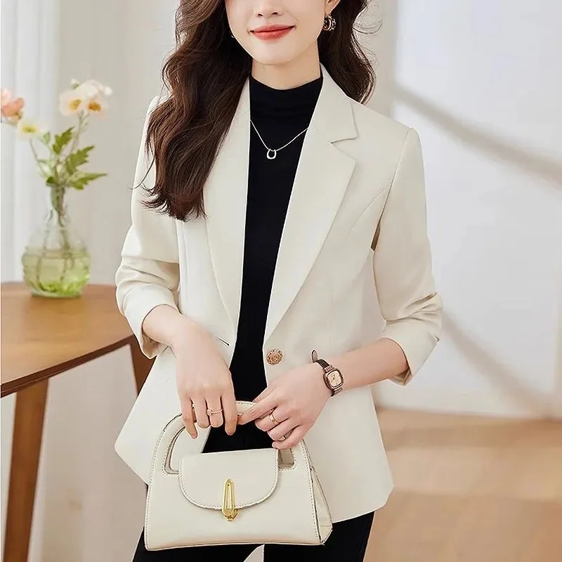 Western Style Suit Jacket Women's New 2024 Spring And Autumn Season Temperament Top High-end Feeling Slim Fit And Casual Small S